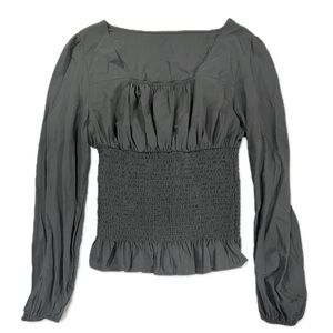 Black long sleeve square neck top, size medium